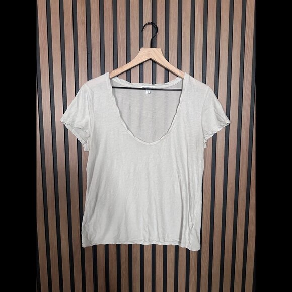 James Perse T Shirt 2 / Medium Womens Gray Scoop Neck Short Sleeve Basic Tee - Picture 1 of 7